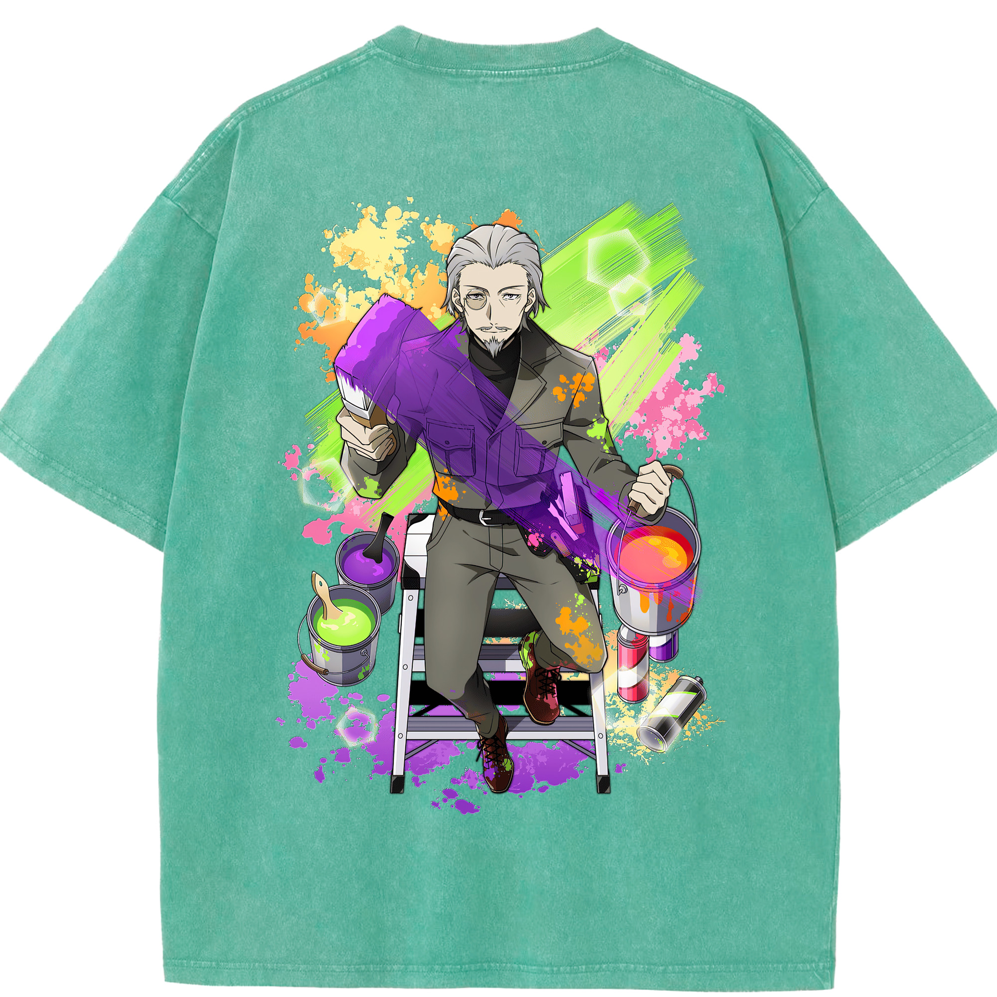 （画像用） 文豪ストレイドッグス Bungo Stray Dogs 綿100% ヴィンテージ風 半袖Tシャツ（背面プリント）